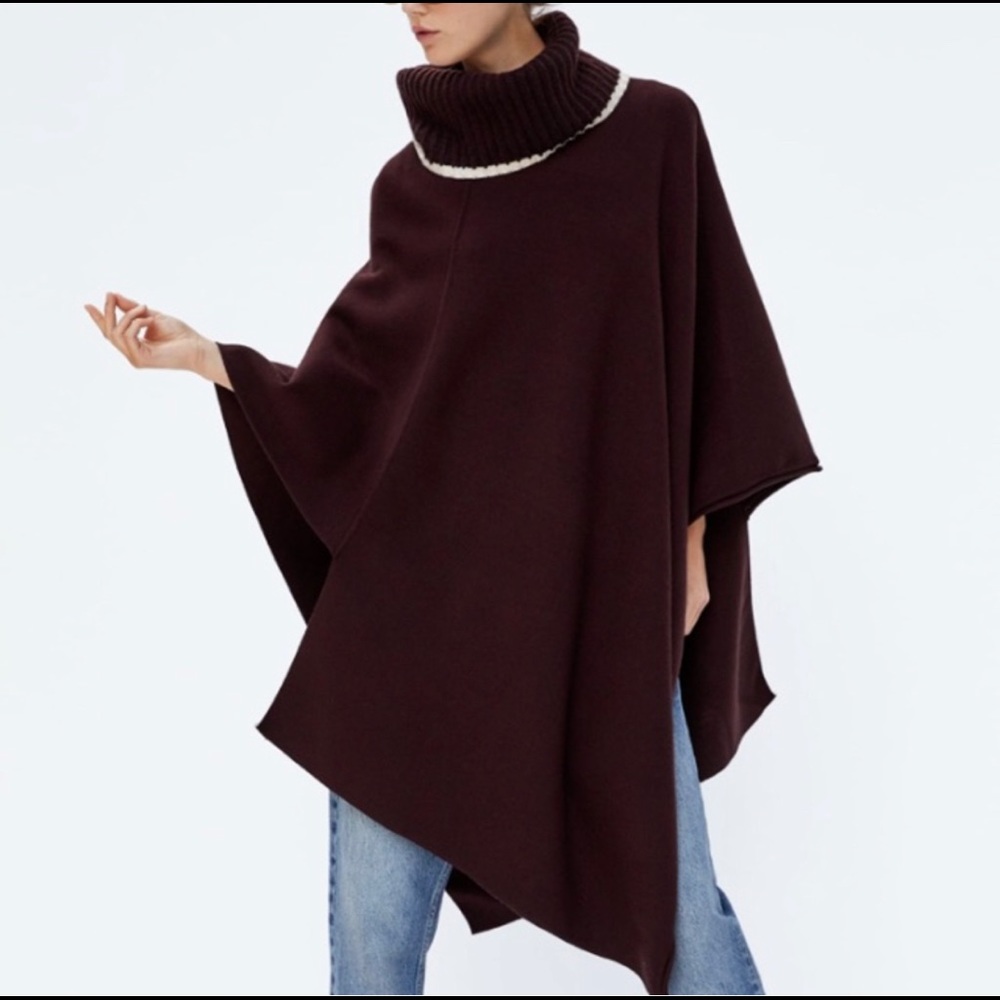 Gorgeous knit turtle neck shawl/ poncho